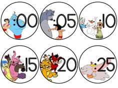 the cartoon characters are numbered in black and white