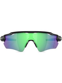 black oversize frame multicolour mirrored lenses logo patch to the side straight arms These glasses come with a protective case. Oakley Radar Ev Path, Oakley Radar Ev, Goggles Glasses, Lens Logo, Surf Gear, Polarized Lenses, Sunglass Frames, Oakley Sunglasses, Sunglasses Accessories