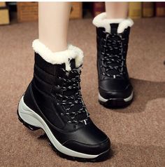 Women Boots Waterproof Winter Snow Boots Platform Warm Ankle Winter Boots with Thick Fur, Black / US9.5 Snow Shoes Women, Winter Boots Women Fashion, White Winter Boots, Ankle Snow Boots, Warm Snow Boots, Winter Fashion Boots, Fashionable Snow Boots, Waterproof Snow Boots, Winter Shoes For Women