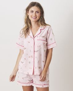 Embroidered cotton pajama set for women Embroidered Pajamas, Pink Tools, Tender Love, Cotton Pajama Set, Fancy Cats, Cotton Pajamas, Short Pj Set, Cotton Pajama Sets