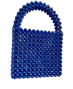 Pearl Beaded Bag, Side To Side, Beaded Bag, Blue Pearl, Beaded Bags, Acrylic Beads, Pearl Beads, Top Handle Bag, Beads