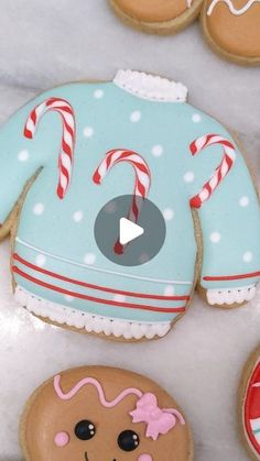 decorated cookies with candy canes and candies