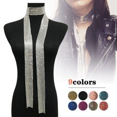 Top Rated Metal Sequins Neck Tie Scarf Neckerchief Evening Long Thin Glitter Necklace Gift, Womens Accessories Neck Tie Scarf, Black Red Rose, Trendy Belts, Glitter Necklace, Neck Scarf Tying, Sequin Scarf, Tie Necklace, Scarf Necklace, Sparkle Necklace