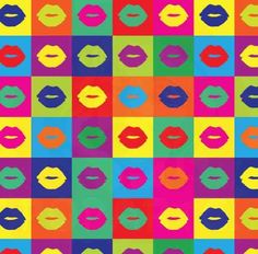 an image of colorful lips on squares