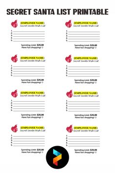 the secret santa list printable