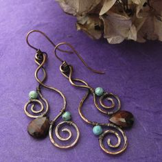 Copper wire earrings Memory Wire Jewelry, Wire Jewelry Making, Wire Work