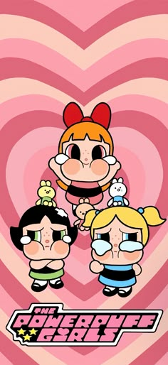 the powerpuff girls wallpapers are all in pink and white with hearts