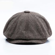 Retro Warm Tweed Herringbone Octagonal Newsboy Cap with Buttons-Hats-Innovato Design-Brown-M-Innovato Design Newsboy Cap Men, Retro Hats, Berets Cap, Peaked Cap, Cap Fashion, Vintage Cap, Mens Fashion Fall, Newsboy Cap, Flat Cap