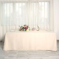 90x156 Beige Polyester Rectangular Tablecloth Flower Table Decorations, Table Overlays, Tablecloth Sizes, Table Skirt, Easter Decorations Outdoor, Rectangle Tablecloth, Banquet Tables, Wedding Linens, Party Table Decorations