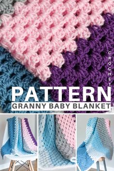 the crocheted blanket is made from granny baby blankets and has four different colors