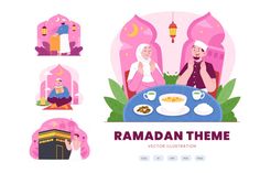 ramaan theme with people sitting at the table and eating food in front of them