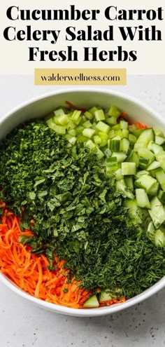 celery, carrots and celery salad with fresh herbs in a bowl