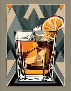 Whiskey Illustration Art, Whiskey Drawing, Whiskey Illustration, Speakeasy Art, Art Deco Poster Design, Art Deco Prints, Art Deco Illustrations, Art Deco Artwork, Cocktail Art