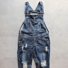 ripped denim medium wash overalls Baggy Overalls, Linen Overalls, Ripped Denim, Overall Dress, Overall Shorts, Vintage Denim, Overalls, Cute Outfits, Spandex