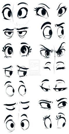 the eyes and eyebrows of an anime character are drawn in black ink on white paper