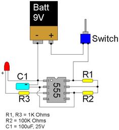 an electronic circuit diagram with two switches and one switch on the other side, which is connected