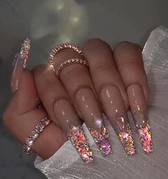 Rose Gold Nails, Sassy Nails, Nails Design With Rhinestones, Pretty Nail Art Designs, Sparkly Nails, Manicure Y Pedicure, Fabulous Nails