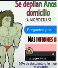 an image of a man with muscles on his chest and the caption reads, se deplian anas domicilio la mordia