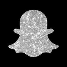 the snap icon is made up of silver sparkles on a black background with white stars