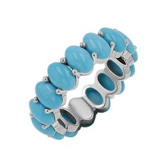 Turquoise is essential in all jewelry collections, especially for our Baby Gold Fam! We have launched a true essential! Our Turquoise Oval Eternity ring features all natural turquoise oval stones hand set by our master setters. Not only is this a showstopper for the bold look it will create but it is critical in its natural powers for warding off negative vibes and bad energy. your new favorite ring will soon be a coveted heirloom. 

Size: 6mm Wide 
Genuine Turquoise 6mm x 4mm Oval Cabochons
Due Modern Oval Turquoise Jewelry, Modern Turquoise Oval Jewelry, Oval Turquoise Ring With Stones, Oval Eternity Band, Negative Vibes, Bad Energy, Sleeping Beauty Turquoise, Genuine Turquoise, Oval Stone