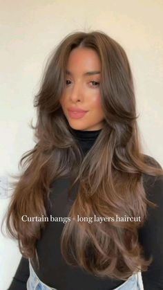 Haircuts For Long Hair With Layers, Hair Inspiration Long, Hairstyles For Layered Hair, Haircuts For Medium Hair, Long Brown Hair, Haircuts Straight Hair, Long Hair With Bangs, Hairdo For Long Hair, Hair Stylist Life