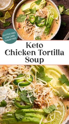 keto chicken tortilla soup in a bowl