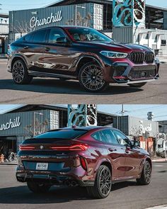 two pictures of the front and side view of a bmw x4 in different colors