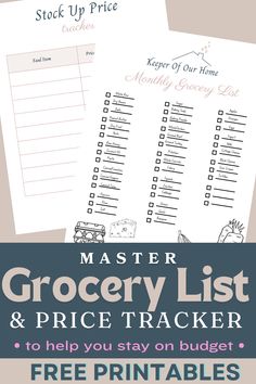 the grocery list and price tracker with free printables to help you stay on budget