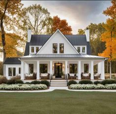 a large white house with lots of windows