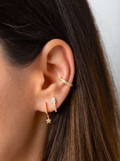 Simple Ear Cuff, Conch Earring, Tiny Hoop Earrings, Gold Ear Cuff, Ear Cuffs, Star Studs, Delicate Earrings, Hoop Earrings Small, Cuff Earrings