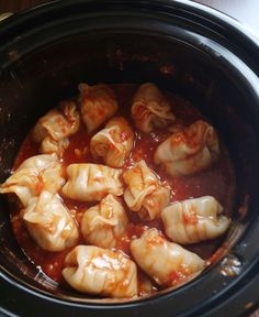 some dumplings are cooked in the slow cooker