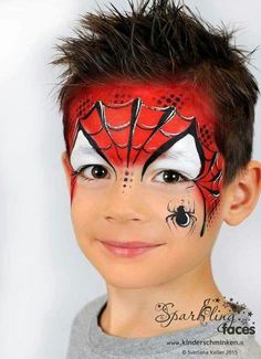 Spiderman Face Paint, Spider Man Face Paint, Facial Painting, Obličejové Masky, Circus Makeup, Halloweenský Makeup, Christmas Face Painting