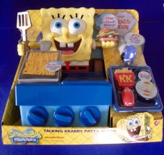 spongebob talking krabby patty playset set in its box with accessories