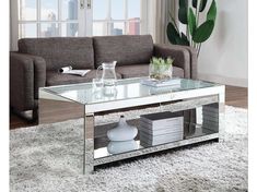 Malish Mirrored Coffee Table - Ornate Home Mirrored Coffee Tables Sequare, Mirrored Coffee Tables, Ornate Furniture, Occasional Table, Bottom Shelf, Composite Wood, Table Storage, Accent Table, Tempered Glass