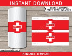 the printable package includes two rolls of toilet paper and a red cross sticker