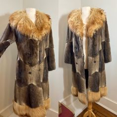 Vintage 1970s Mixed Fur Coat Description: Stunning 'Penny Lane' style mixed fur coat from the 70s. Soft short brown fur for the bodice of the coat, and collar is a structured long haired fur.  Custom made in Edmonton by 'Furs by Lister' with immaculate lining. Double breasted with all its original buttons and button loops.  Size: Size is unmarked, but closest to women's 4 or 6 US.  Condition: Very good with light wear. Perfect lining. One light spot of wear on fur at the back of left elbow. Not very noticeable. Retro Brown Faux Fur Coat, Retro Fitted Brown Fur Coat, Retro Brown Fitted Fur Coat, Brown Vintage Fur Coat With Faux Fur Trim, Brown Faux Fur Coat With Feather Trim, Vintage Fur Coat With Faux Fur Trim, Vintage Outerwear With Faux Fur Trim, Retro Fitted Fur Coat With Faux Fur Trim, Vintage Faux Fur Mink Coat