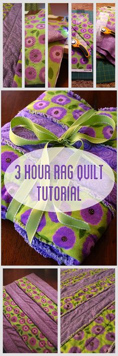 the instructions for how to make an appliqued quilt with ribbon and buttons