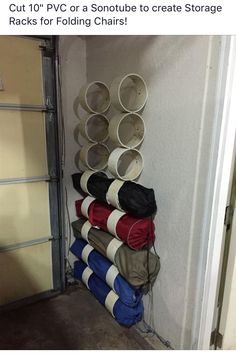 a stack of buckets sitting on top of a metal rack