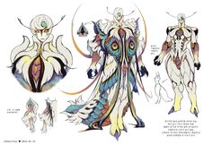 an image of some kind of creature with different body shapes and hair colors, including feathers