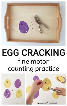 egg cracking fine motor counting practice for toddlers and older children to practice counting