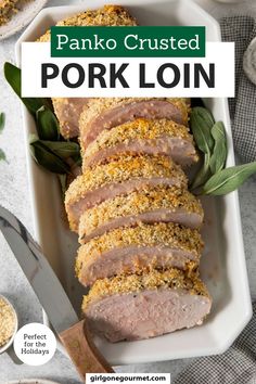 This Dijon Mustard and Sage Panko Crusted Pork Loin is a simple yet elegant dish, perfect for holidays or special occasions. Juicy pork loin is coated in Dijon mustard and topped with a crispy panko-sage crust. Pop over to my site for the recipe! Crusted Pork Loin, Juicy Pork Loin, Baked Pork Loin, Special Occasion Dinner, Easy Main Dishes