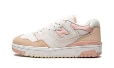 The Women’s New Balance 550 “White/Pink” is a women’s-exclusive release of the vintage basketball shoe designed in various shades of pink.  Since Aimé Leon Dore helped bring back the New Balance 550 in 2020, the model has been one of the most popular shoes in the footwear industry, and it’s easy to see why on the “White/Pink” colorway.  The shoe features dotted white leather on the mid-panel and smooth white leather on the toe.  Hairy pink suede appears on the toe cap and forefoot.  The same pin Pink New Balance, New Balance 550 White, Most Popular Shoes, Pink Sea Salt, New Balance Womens, Leon Dore, Balance 550, Vintage Basketball, Aime Leon Dore