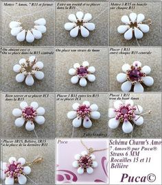 instructions to make a beaded flower brooch