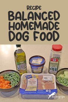 an image of homemade dog food with the words recipe balanced homemade dog food