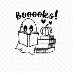 a black and white drawing of a book with the words boo books on it