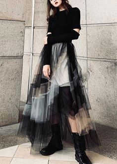 Mode Coachella, Pleated Tulle Skirt, Skirt Tulle, Long Skirts For Women, Vintage Color, Summer Skirts, Look Casual, Looks Style, Mode Inspiration