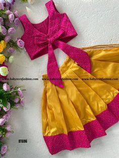 Kutties Pattu Pavadai, Ethnic Dress For Baby Girl, Baby Girl Dresses Traditional, Ethnic Frocks For Baby Girl, Traditional Dresses For Baby Girl, Yellow Lehenga Color Combos, Kids Traditional Wear Indian, Traditional Dress For Baby Girl, Frock Design For Stitching