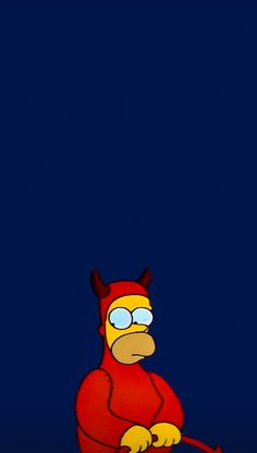 the simpsons character is sitting down in front of a dark blue background with his eyes closed