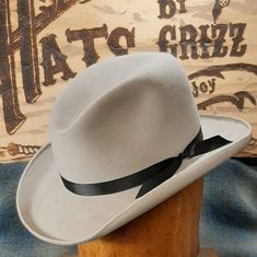 Please be sure to read all shop info and the FAQ's before measuring your head and placing an order as we are not able to offer returns or exchanges on our custom-built hats. Our legendary upgraded styles are built on discontinued, vintage Beaver Brand hat bodies which we recently purchased. The unfinished hat bodies had been in a storage shed for several years. Lil Grizz will re-block/reshape it by hand using traditional non-mechanized techniques into this particular style. These hat bodies had Custom Fitted Top Hat For Kentucky Derby, Fitted Felt Hat With High Crown For Country Events, Western Style Fitted Fedora Costume Hat, Vintage Fitted Felt Hat For Country Events, Fitted Fedora Costume Hats For Country Events, Fitted Short Brim Costume Hat For Country Events, Western Costume Hat With Short Brim, Custom Fitted Felt Hat For Kentucky Derby, Custom Fitted Felt Hat For Country Events