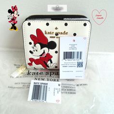 Disney X Kate Spade New York Minnie Mouse Zip Around Wallet Product Details: Color: White Multi Measurements: 3.72'' H X 4.36'' W X 1.12'' D Features: Metal Pinmount With Spade Logo Snap Closure Interior 6 Credit Card Slots Interior Zip Coin Compartment With Center Divider Bill Slip Pocket Exterior Back Slip Pocket Exterior Id Window White Kate Spade Wallets As Gift, Spade Logo, Kate Spade Card Holder, Blue Wallet, Kate Spade Wallet, Black Wallet, Slim Wallet, Paper Roses, Black Patent Leather